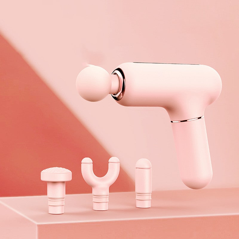 Mini Handheld Deep Tissue Massage Gun with Four Interchangeable Heads and Rechargeable Battery