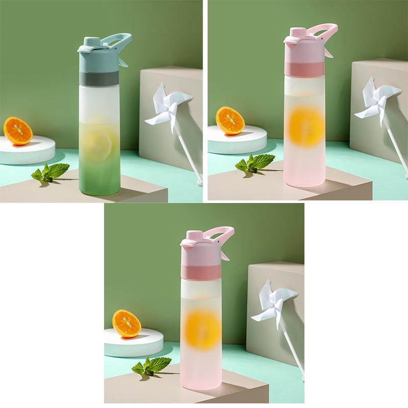 Misting Stainless Steel Water Bottle with Spray Trigger Flip-Top Spout for Sports Fitness