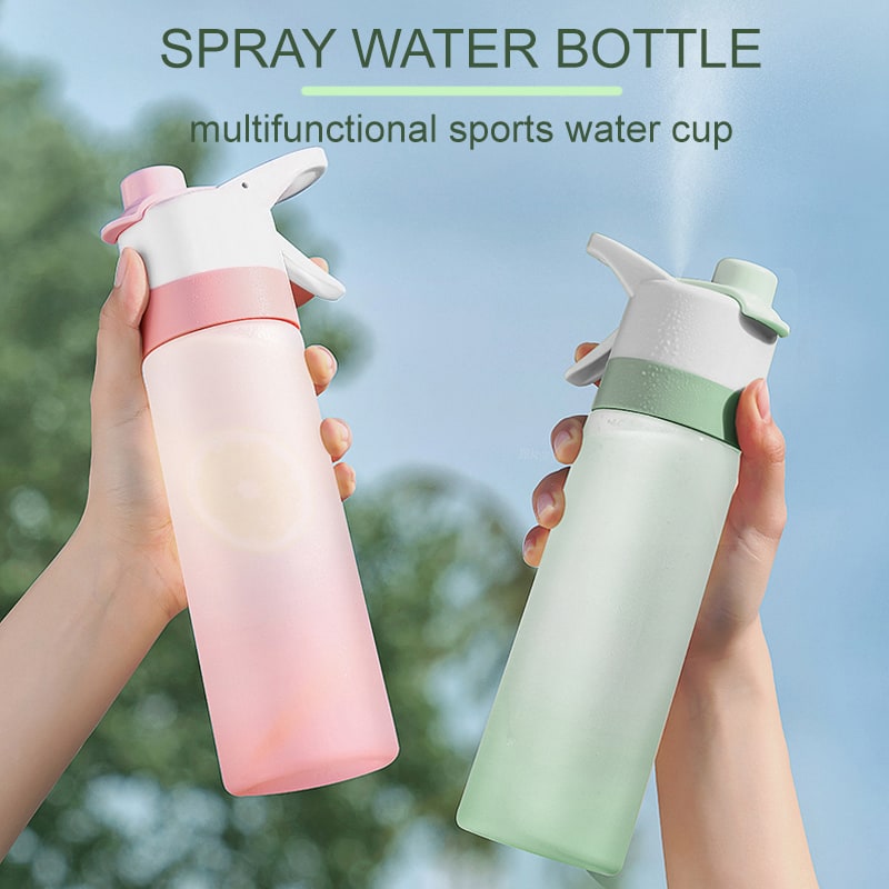 Misting Stainless Steel Water Bottle with Spray Trigger Flip-Top Spout for Sports Fitness