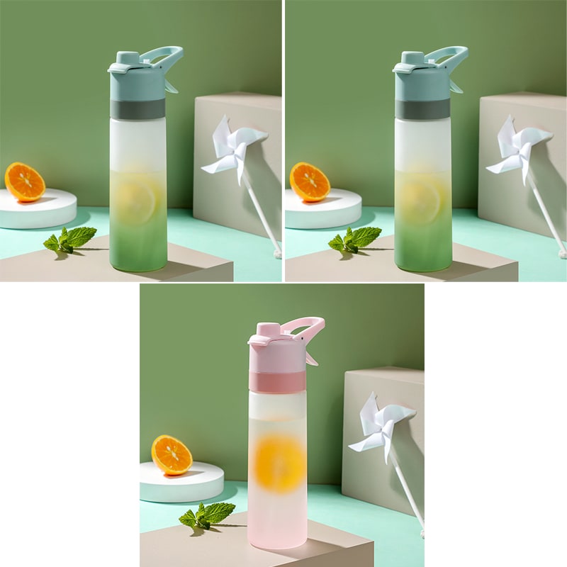 Misting Stainless Steel Water Bottle with Spray Trigger Flip-Top Spout for Sports Fitness