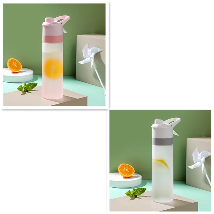 Misting Stainless Steel Water Bottle with Spray Trigger Flip-Top Spout for Sports Fitness