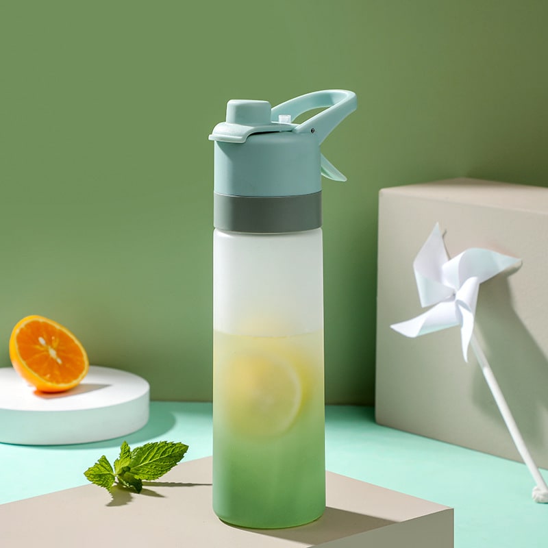 Misting Stainless Steel Water Bottle with Spray Trigger Flip-Top Spout for Sports Fitness