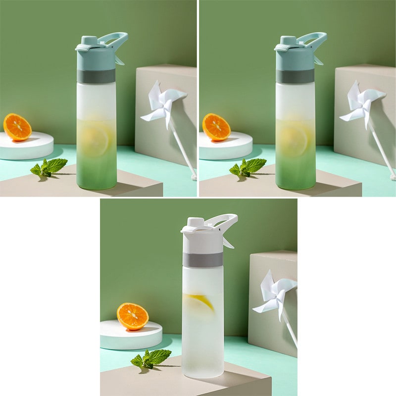 Misting Stainless Steel Water Bottle with Spray Trigger Flip-Top Spout for Sports Fitness