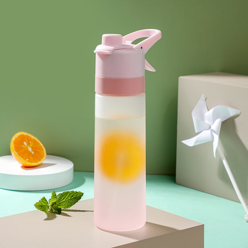 Misting Stainless Steel Water Bottle with Spray Trigger Flip-Top Spout for Sports Fitness
