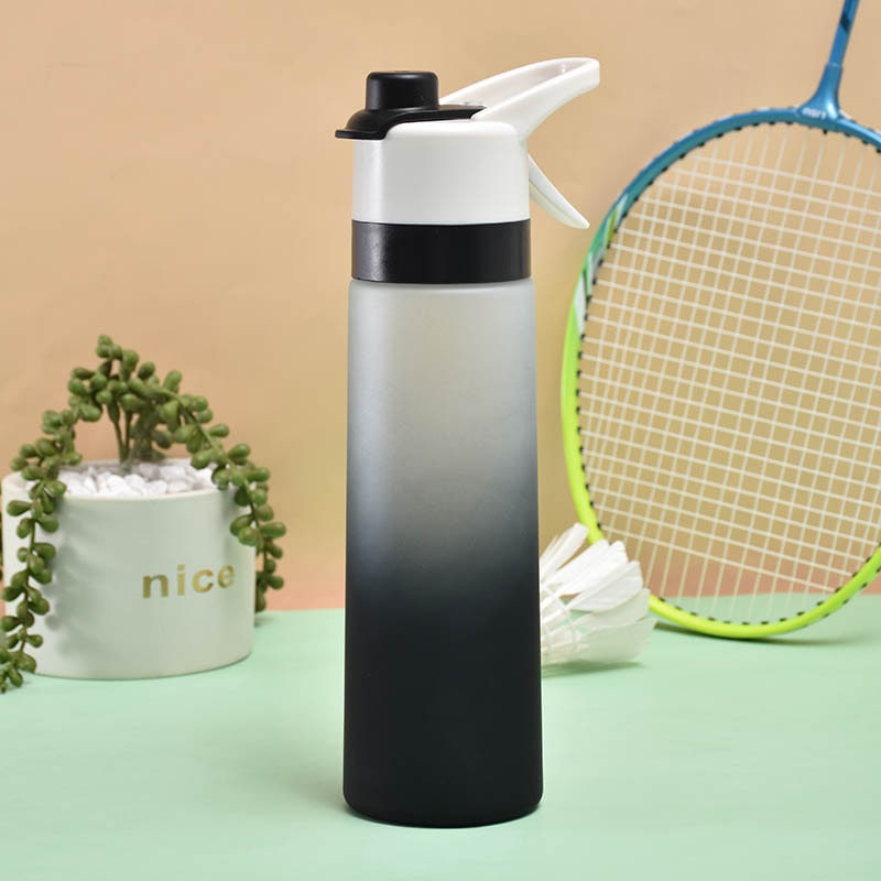 Misting Stainless Steel Water Bottle with Spray Trigger Flip-Top Spout for Sports Fitness