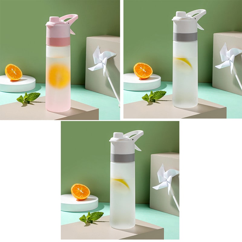Misting Stainless Steel Water Bottle with Spray Trigger Flip-Top Spout for Sports Fitness