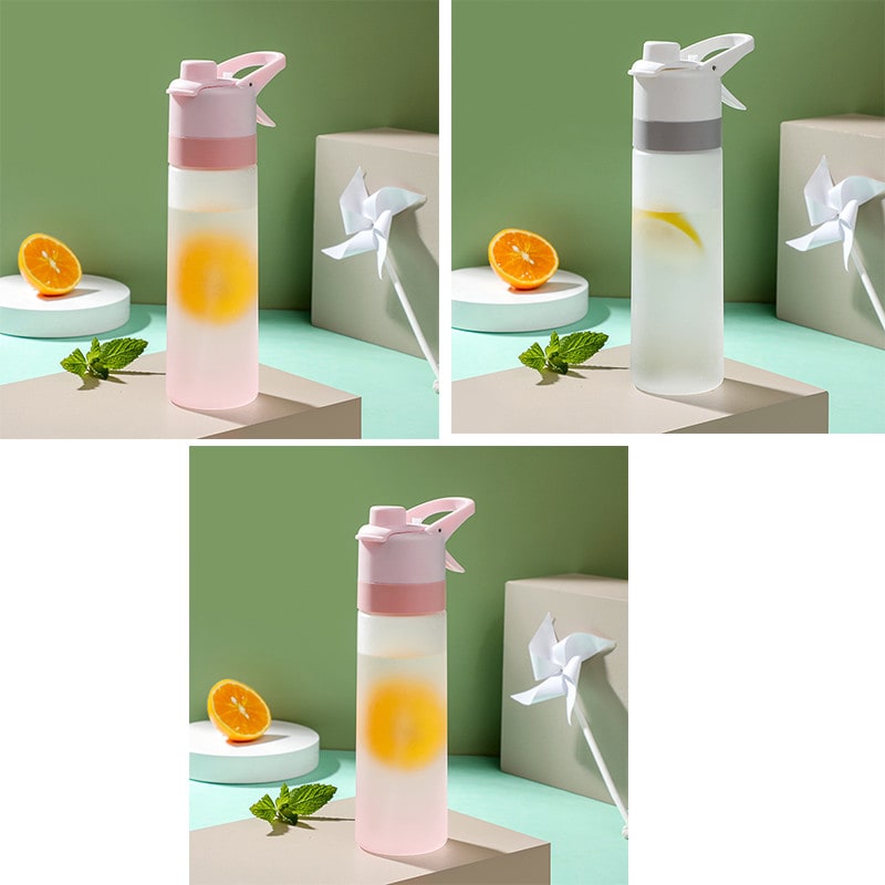 Misting Stainless Steel Water Bottle with Spray Trigger Flip-Top Spout for Sports Fitness