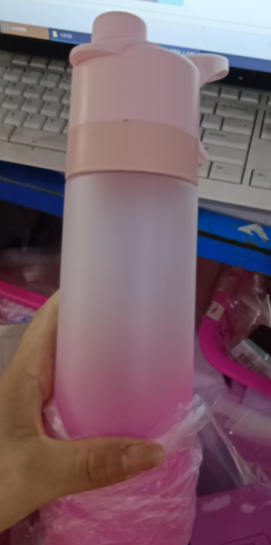 Misting Stainless Steel Water Bottle with Spray Trigger Flip-Top Spout for Sports Fitness