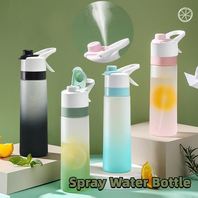 Misting Stainless Steel Water Bottle with Spray Trigger Flip-Top Spout for Sports Fitness