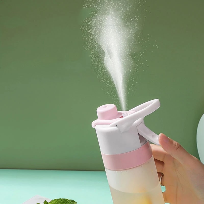 Misting Stainless Steel Water Bottle with Spray Trigger Flip-Top Spout for Sports Fitness
