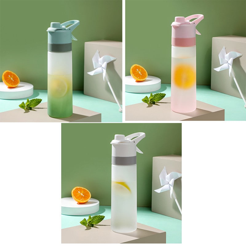 Misting Stainless Steel Water Bottle with Spray Trigger Flip-Top Spout for Sports Fitness