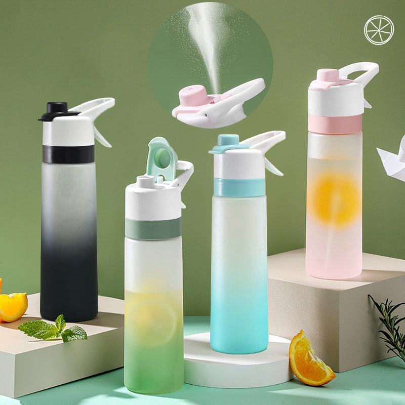 Misting Stainless Steel Water Bottle with Spray Trigger Flip-Top Spout for Sports Fitness