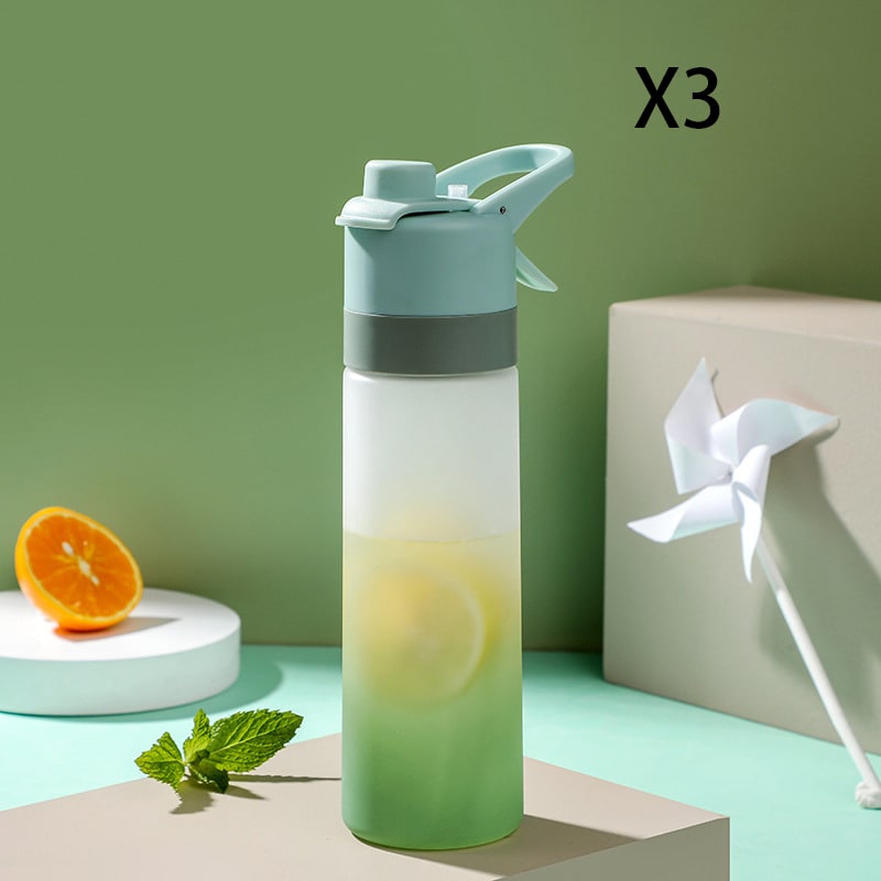 Misting Stainless Steel Water Bottle with Spray Trigger Flip-Top Spout for Sports Fitness