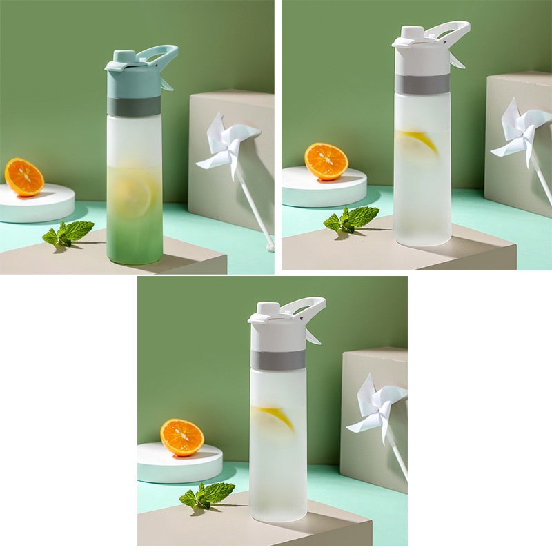 Misting Stainless Steel Water Bottle with Spray Trigger Flip-Top Spout for Sports Fitness