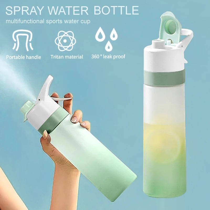 Misting Stainless Steel Water Bottle with Spray Trigger Flip-Top Spout for Sports Fitness