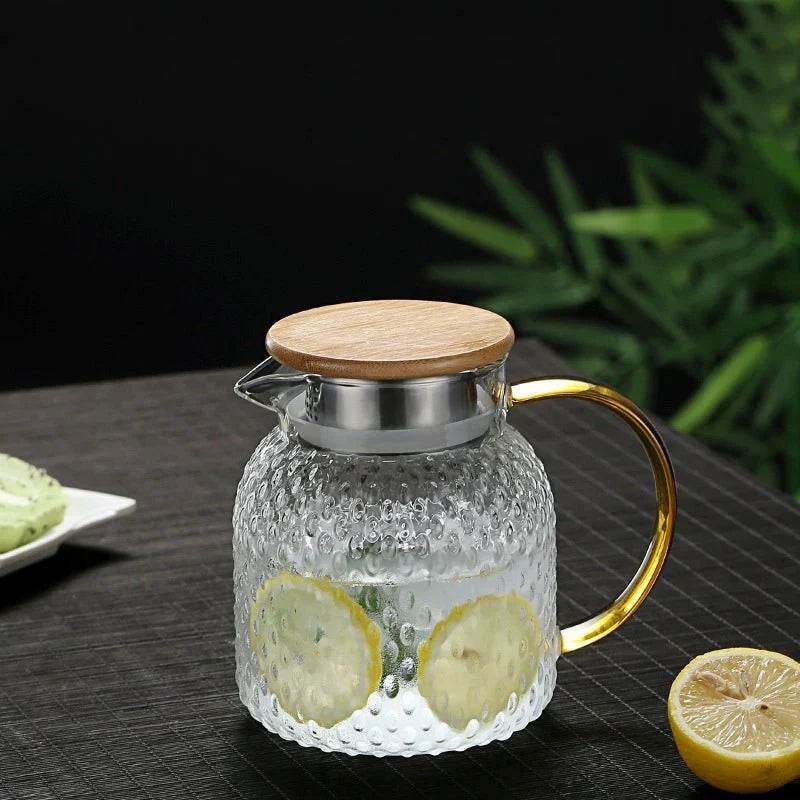 Glass Pitcher | Heat-Resistant Borosilicate & Bamboo Lid