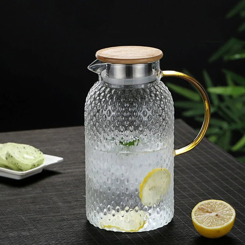 Glass Pitcher | Heat-Resistant Borosilicate & Bamboo Lid