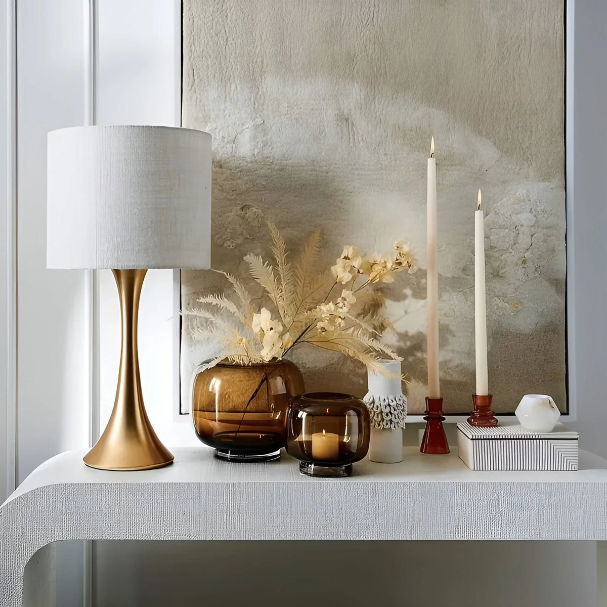 Glass Vase | Hand-Blown Amber Glass & Minimalist Design