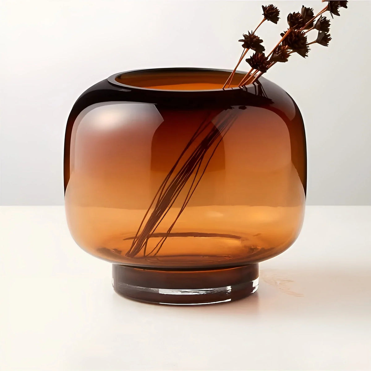 Glass Vase | Hand-Blown Amber Glass & Minimalist Design
