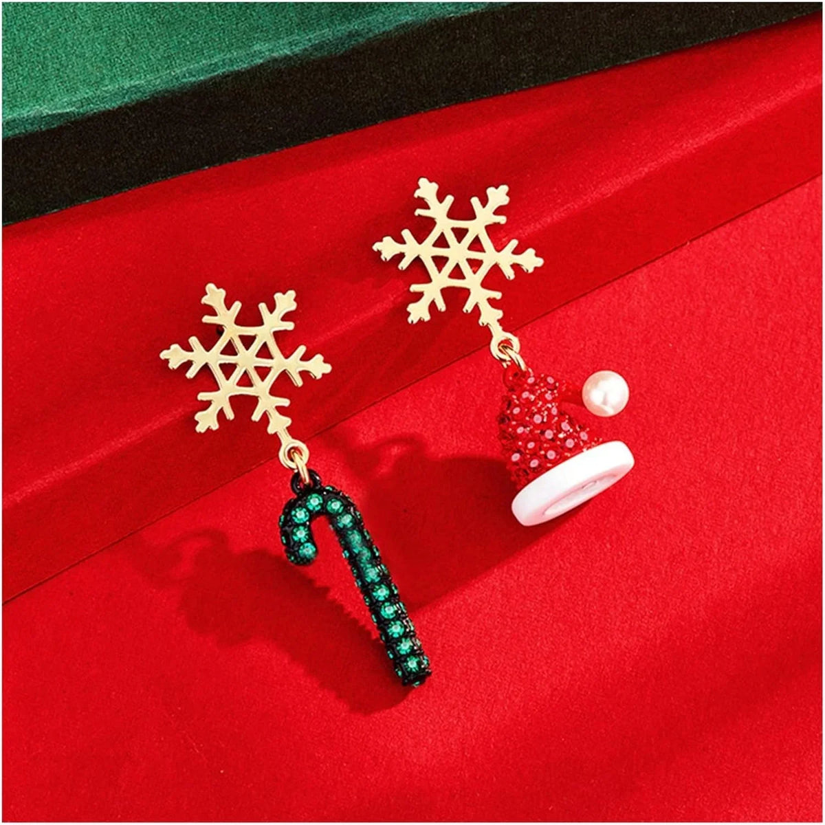 Gold-Plated Stainless Steel Snowflake Christmas Dangle Earrings