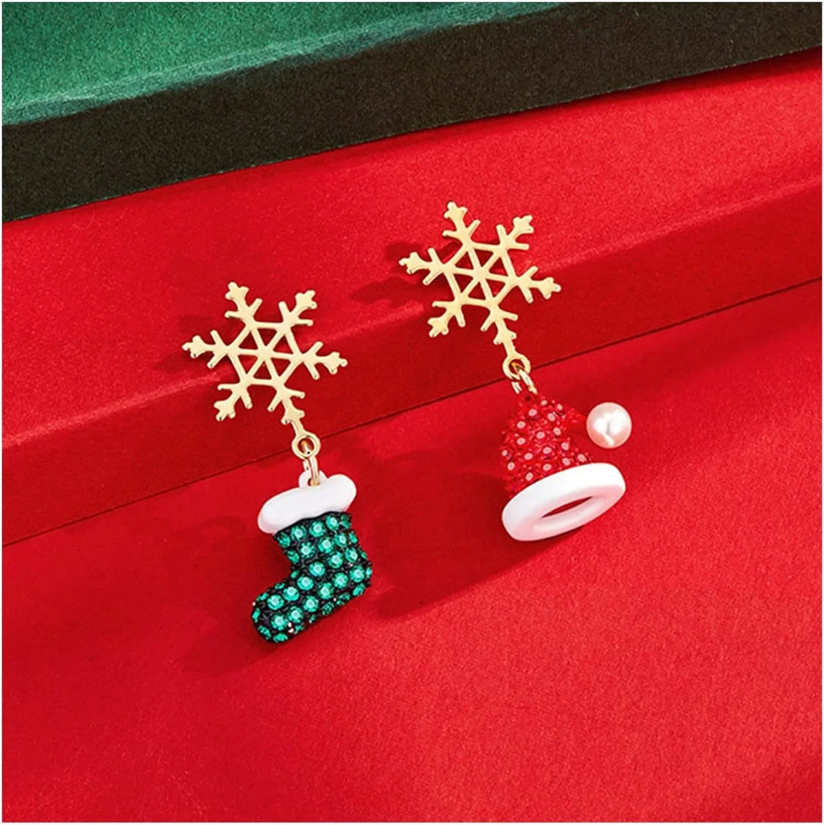 Gold-Plated Stainless Steel Snowflake Christmas Dangle Earrings