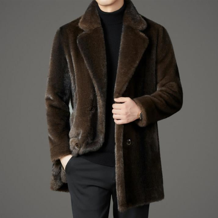 Ryder | Men's Long Winter Faux Fur Coat Lapel Collar