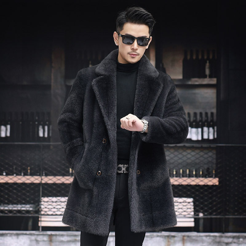 Ryder | Men's Long Winter Faux Fur Coat Lapel Collar
