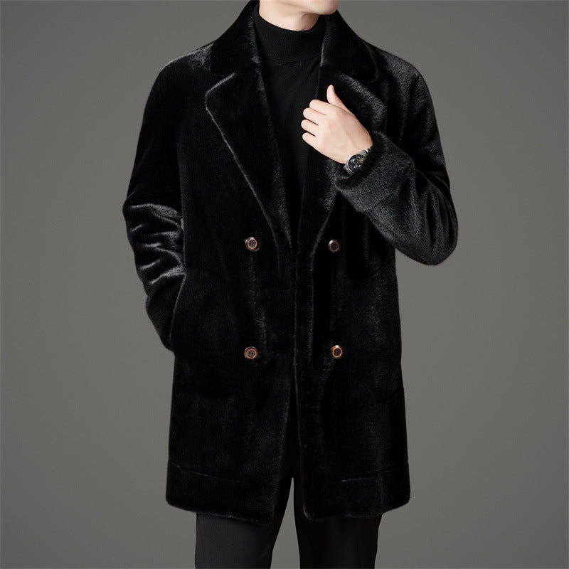 Ryder | Men's Long Winter Faux Fur Coat Lapel Collar