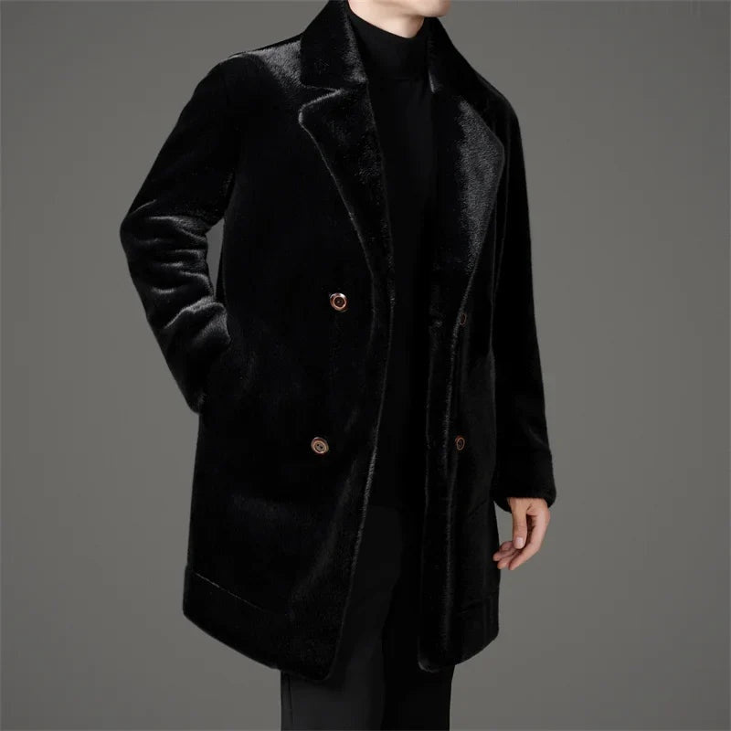 Ryder | Men's Long Winter Faux Fur Coat Lapel Collar