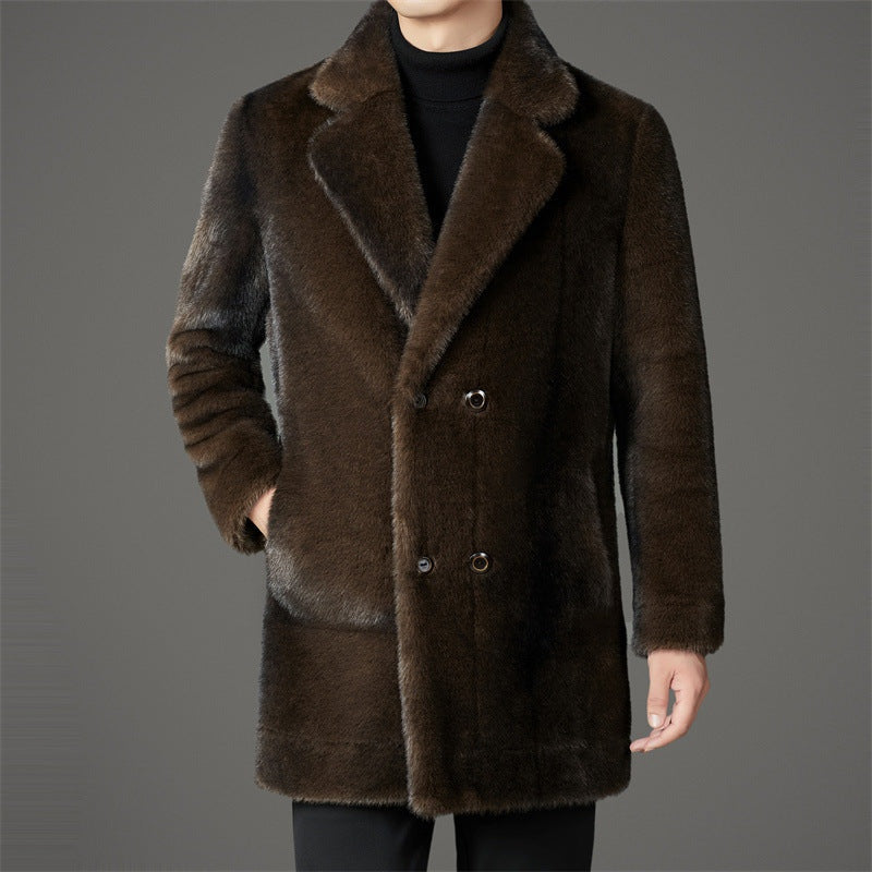 Ryder | Men's Long Winter Faux Fur Coat Lapel Collar