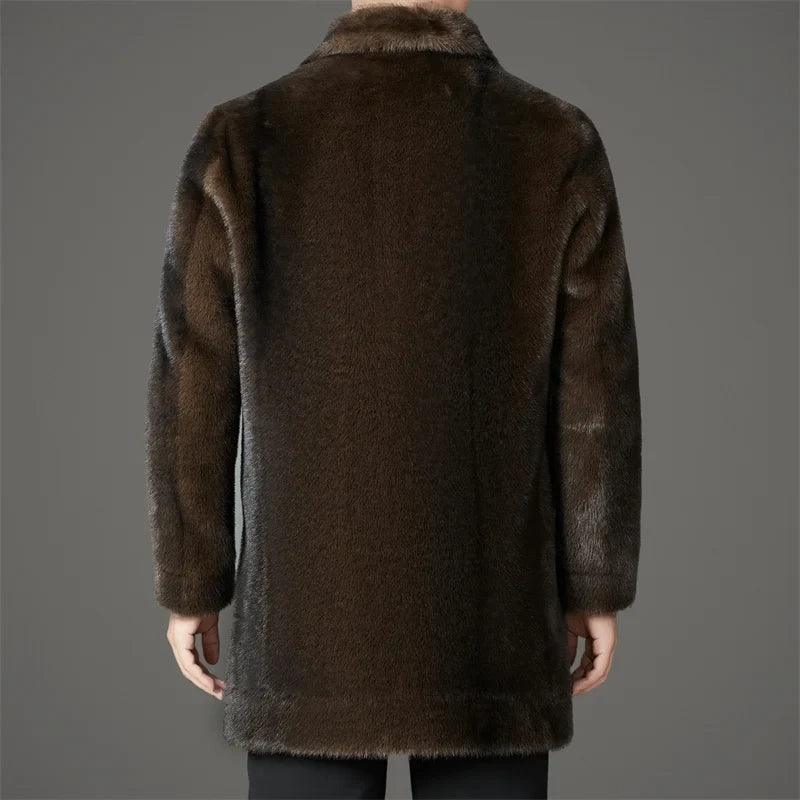 Ryder | Men's Long Winter Faux Fur Coat Lapel Collar