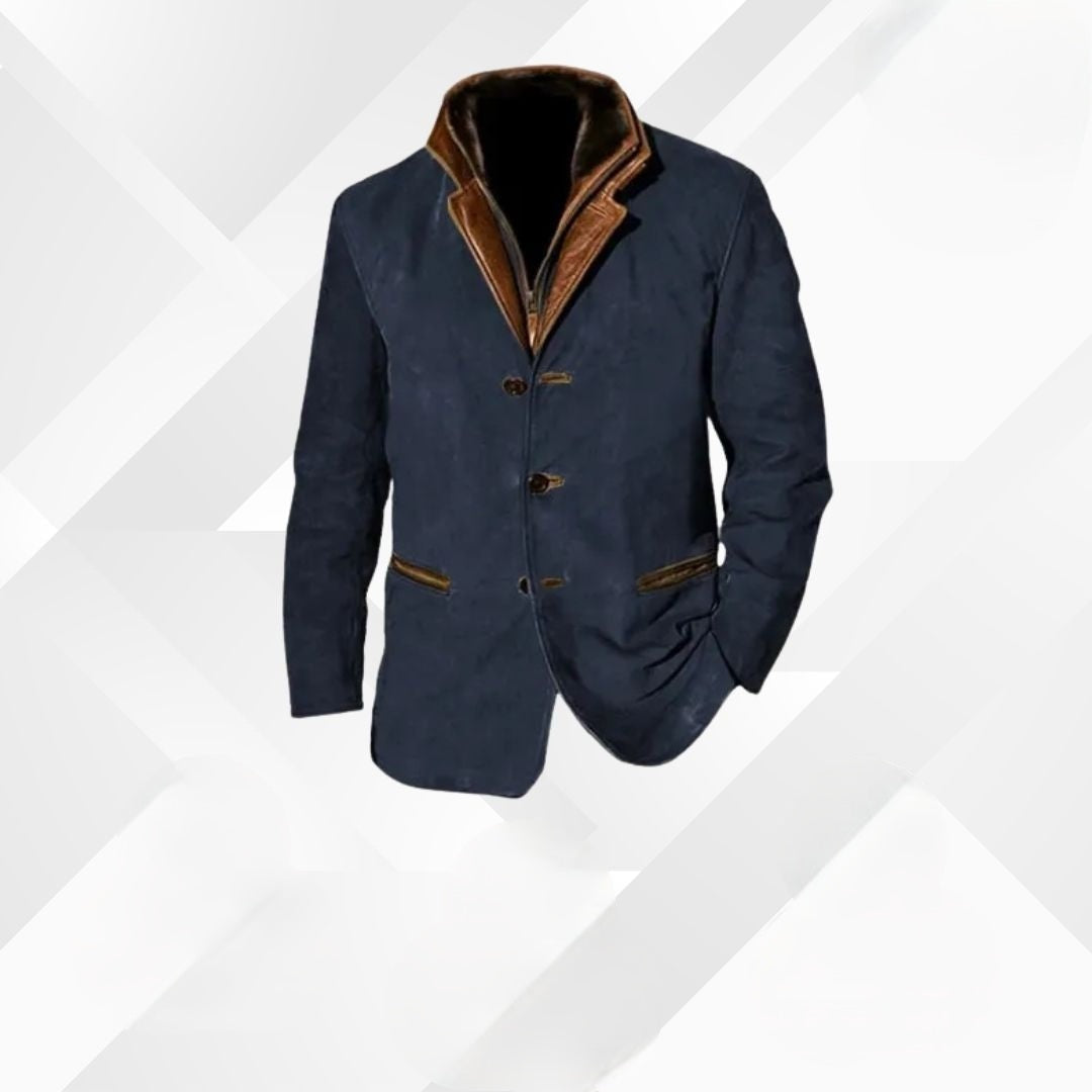 Colton | Men's Leather Jacket Suede Trim Lapel Collar