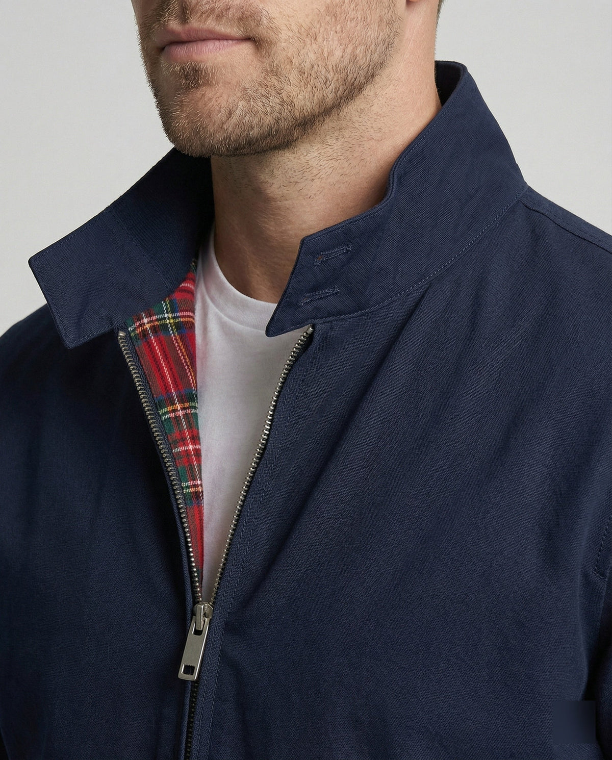 Brett | Men's Harrington Jacket Plaid Lined Zip Up