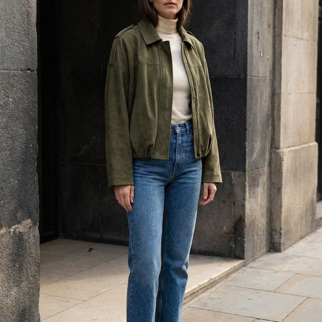 Renna Suede Bomber Jacket