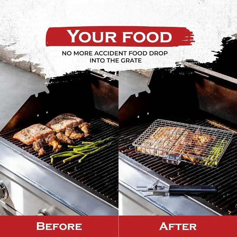 Grill Basket | Foldable Stainless Steel & Dishwasher-Safe