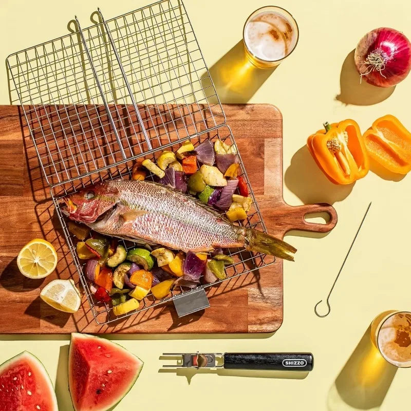 Grill Basket | Foldable Stainless Steel & Dishwasher-Safe