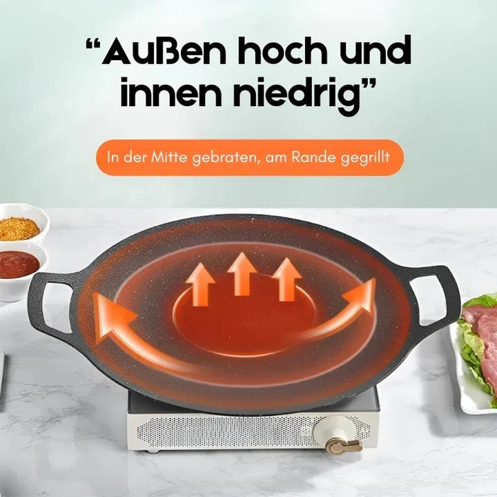 Grill Pan | Cast Iron Stone Non-Stick & Removable Legs