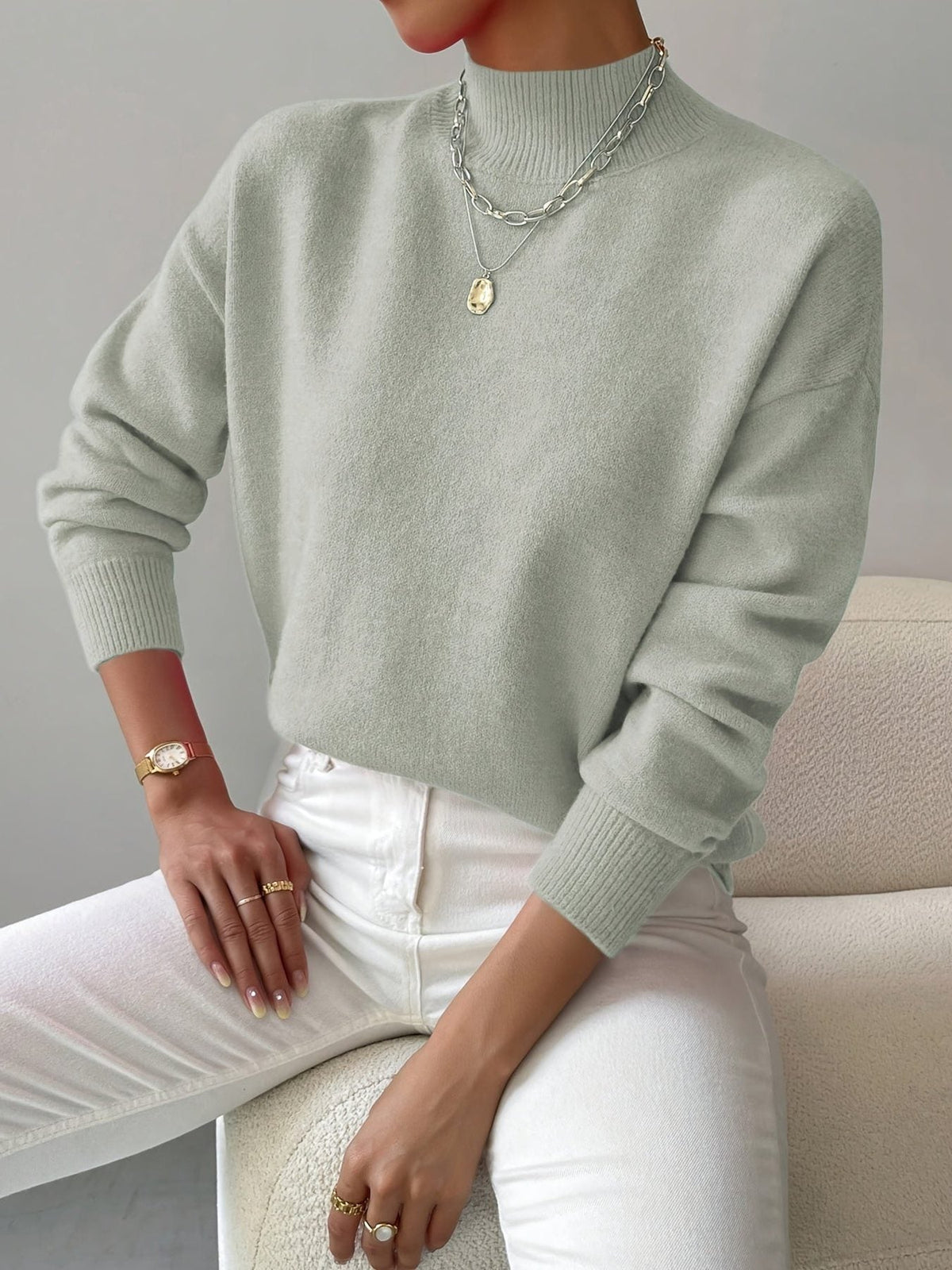 Guillaume | Women's Ribbed Knit Roll Neck Sweater