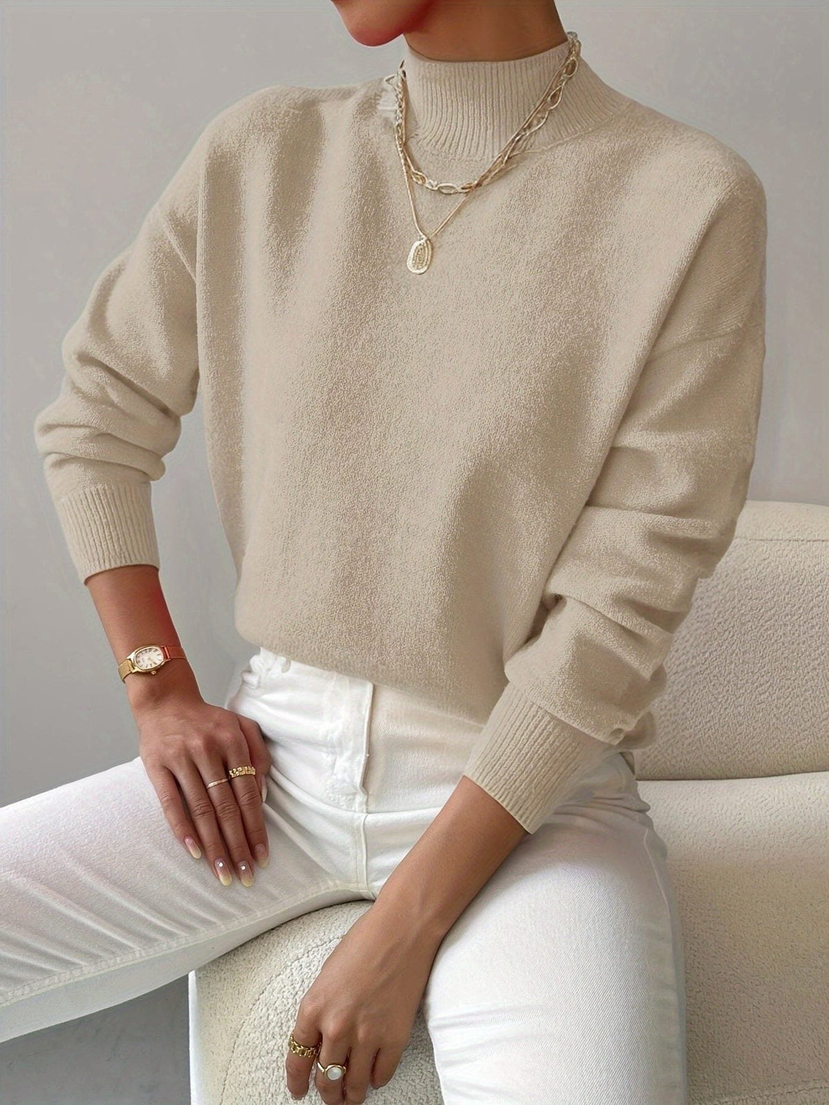 Guillaume | Women's Ribbed Knit Roll Neck Sweater