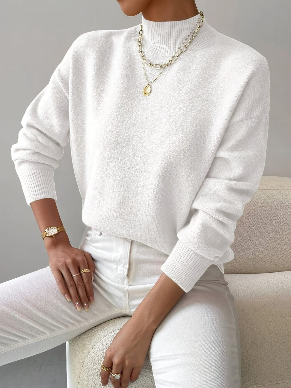 Guillaume | Women's Ribbed Knit Roll Neck Sweater