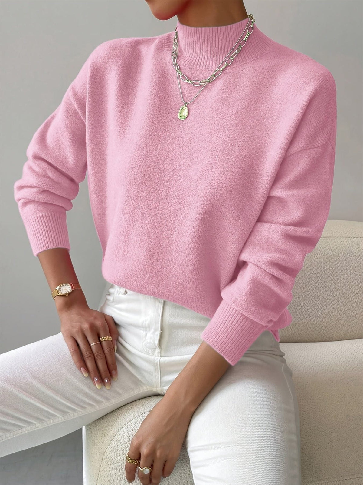 Guillaume | Women's Ribbed Knit Roll Neck Sweater