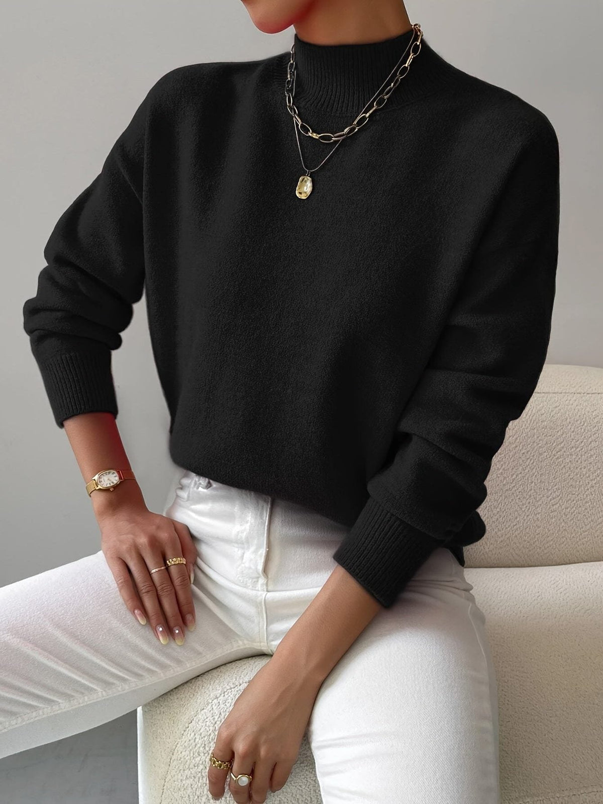Guillaume | Women's Ribbed Knit Roll Neck Sweater