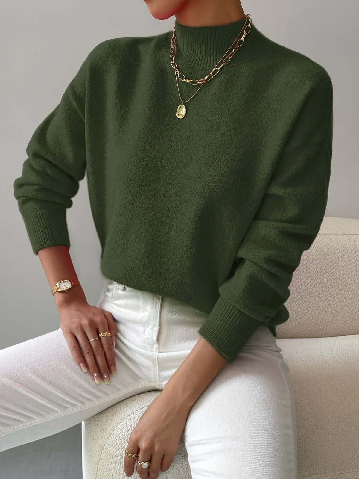 Guillaume | Women's Ribbed Knit Roll Neck Sweater