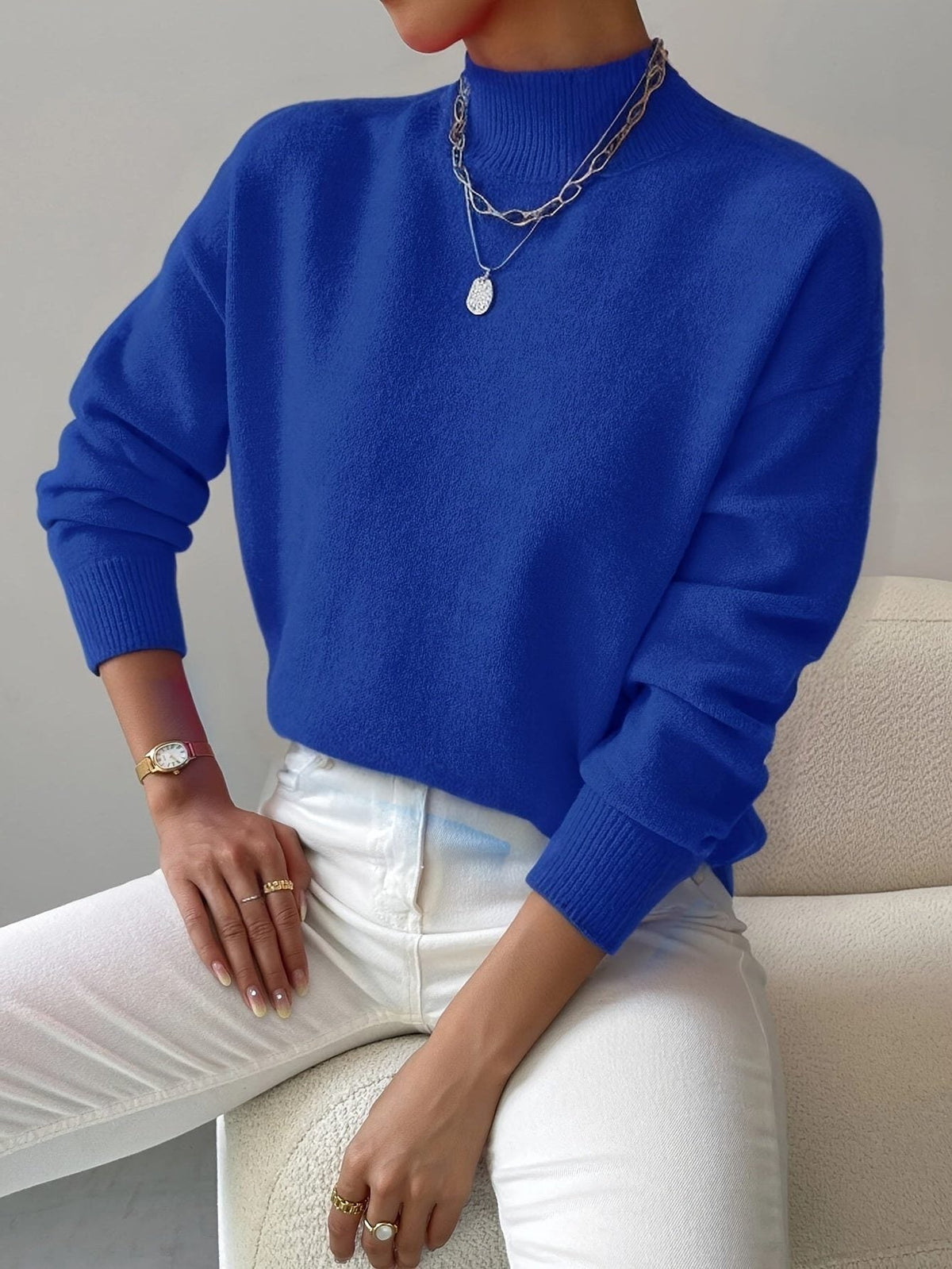 Guillaume | Women's Ribbed Knit Roll Neck Sweater
