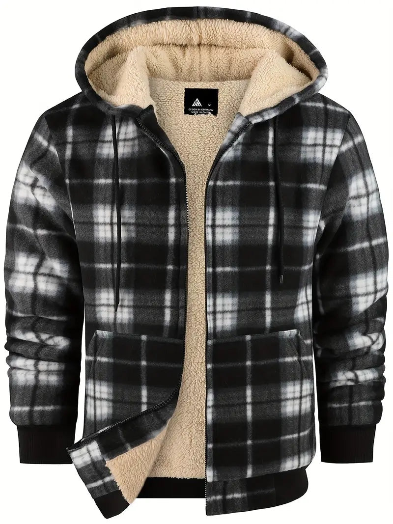 Silas | Men's Plaid Sherpa Jacket Hooded Winter Flannel