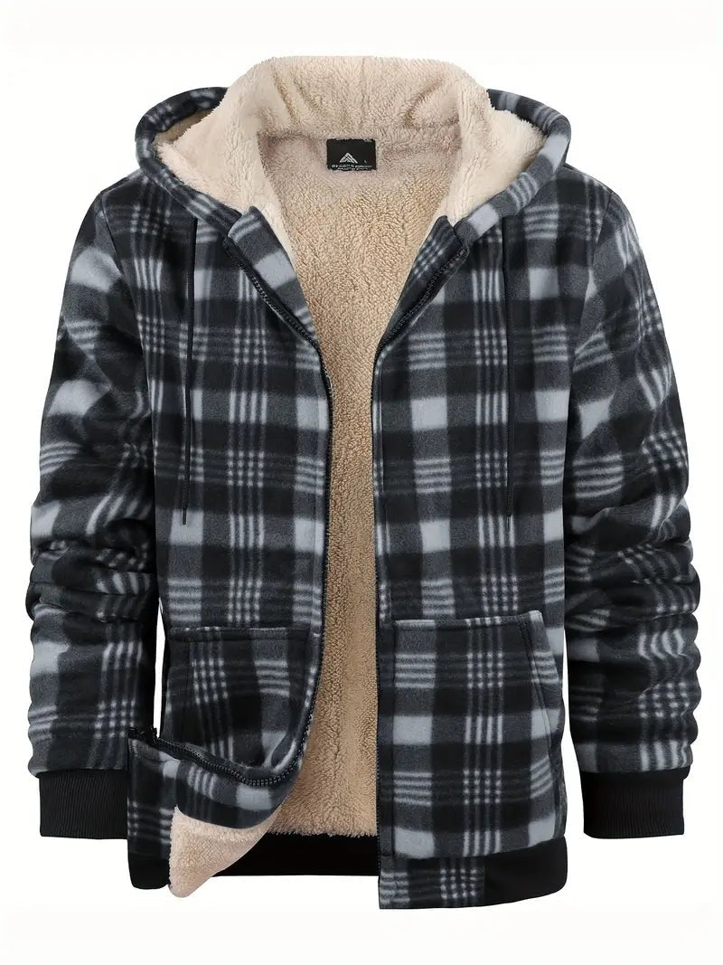 Silas | Men's Plaid Sherpa Jacket Hooded Winter Flannel