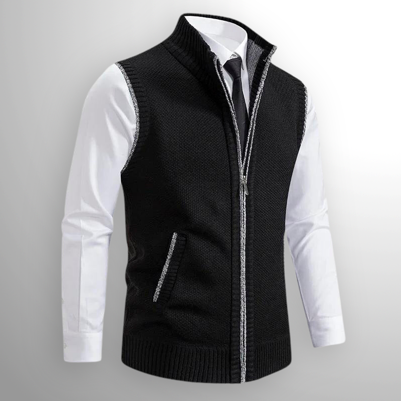 Maxwell | Men's Zip Up Sweater Vest Knit High Collar