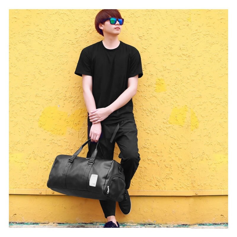 Gym Travel Carry on Duffel Bag with Shoulder Strap Faux Leather Water Resistant