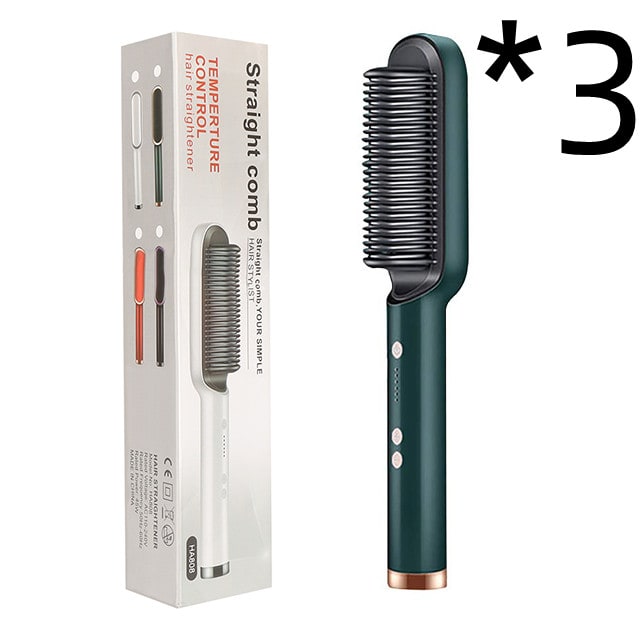 Hair Straightener Brush Heated Ceramic Flat Iron and Temperature Control
