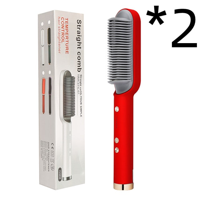 Hair Straightener Brush Heated Ceramic Flat Iron and Temperature Control